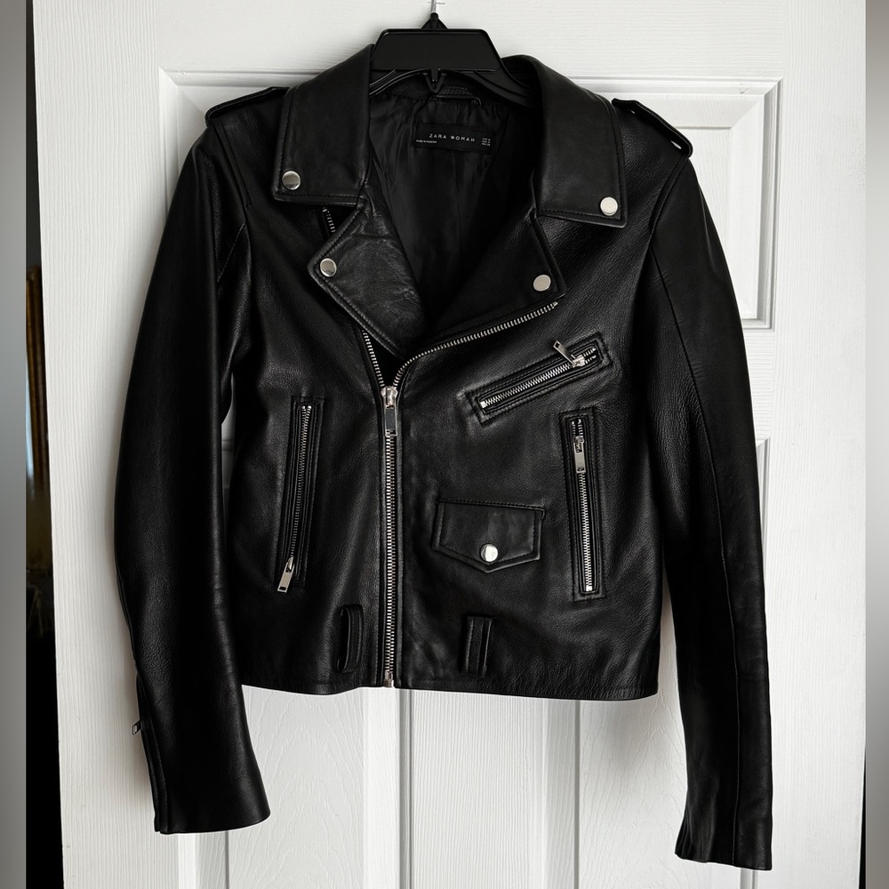 Leather moto jacket